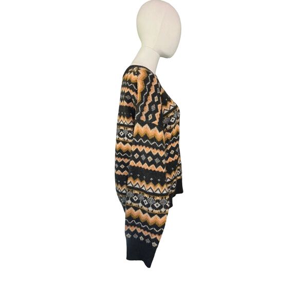 Volcom Fair Isle Sweater XS/S Gray Mustard Pattern Recycled Knit Pullover - Picture 6 of 8